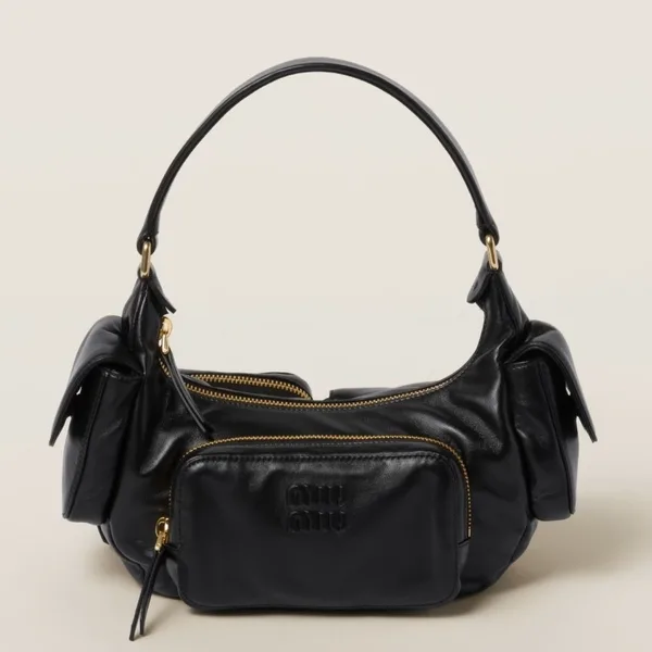 Miu Miu Pocket Shoulder Bag in Black Nappa Leather product photo