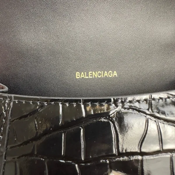 Balenciaga Hourglass XS Bag in Black Croc-Embossed Calfskin product view 7