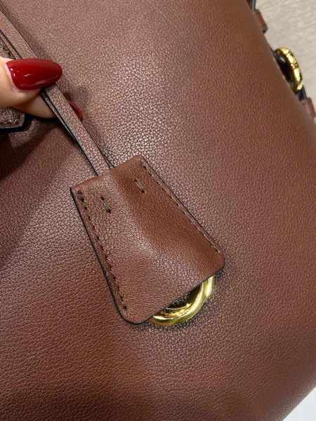 Prada Large Leather Tote Bag — Brown product view 7