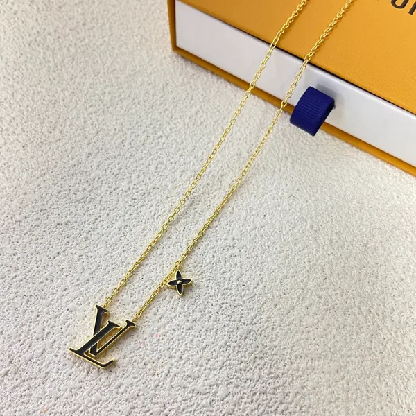 Louis Vuitton Star LV Enamel Pendant Necklace Black and Gold-Tone product view 2