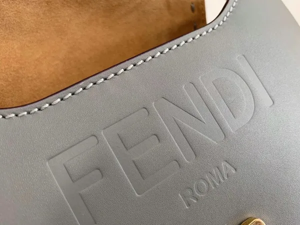 Fendi Moonlight Saddle Bag In Grey Calfskin product view 5