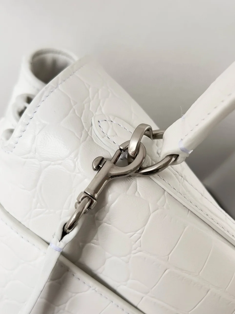Balenciaga Rodeo Large Bag in White Croc-Embossed Calfskin product view 8