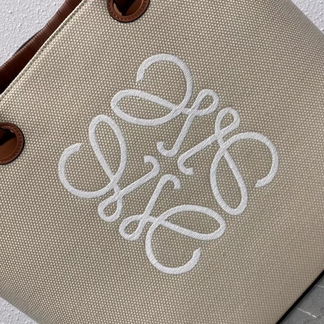 Loewe Anagram Medium Tote Bag In Jacquard and Calfskin product view 4