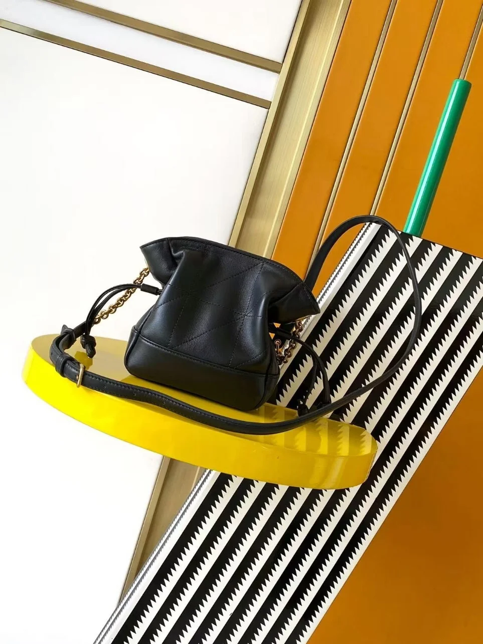Saint Laurent Jamie Mini Shoulder Pouch in Black Lambskin product view 7