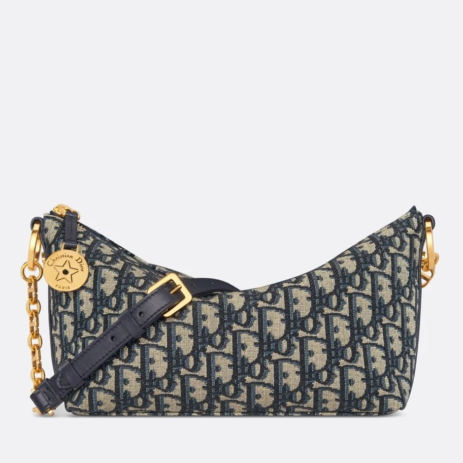 Dior Diorstar Hobo Bag with Chain in Blue Oblique Jacquard product view 1