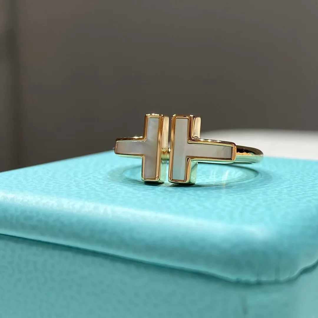Tiffany & Co. Double T White Inlay Ring Rose-Tone product view 2