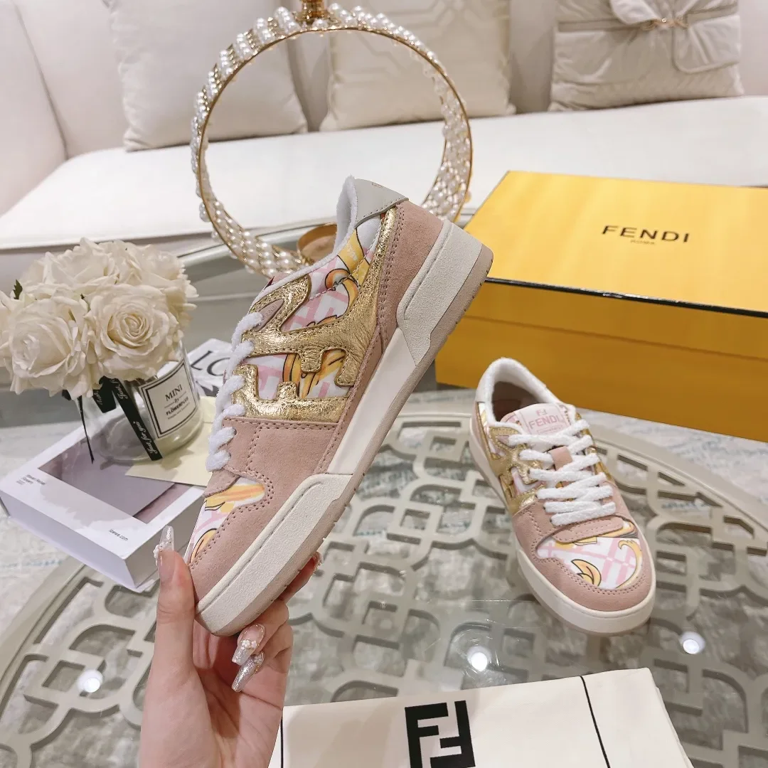 Fendi Match Pink Leather Sneakers product view 4