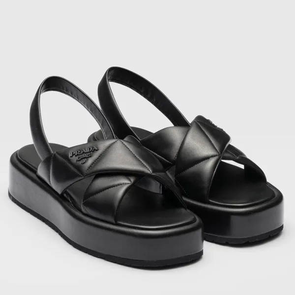 Prada Flatform Sandals In Black Quilted Nappa Leather product photo