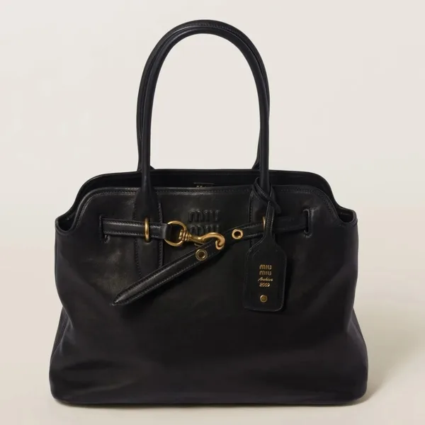 Miu Miu Aventure Large Shopper Bag in Black Nappa Leather product photo