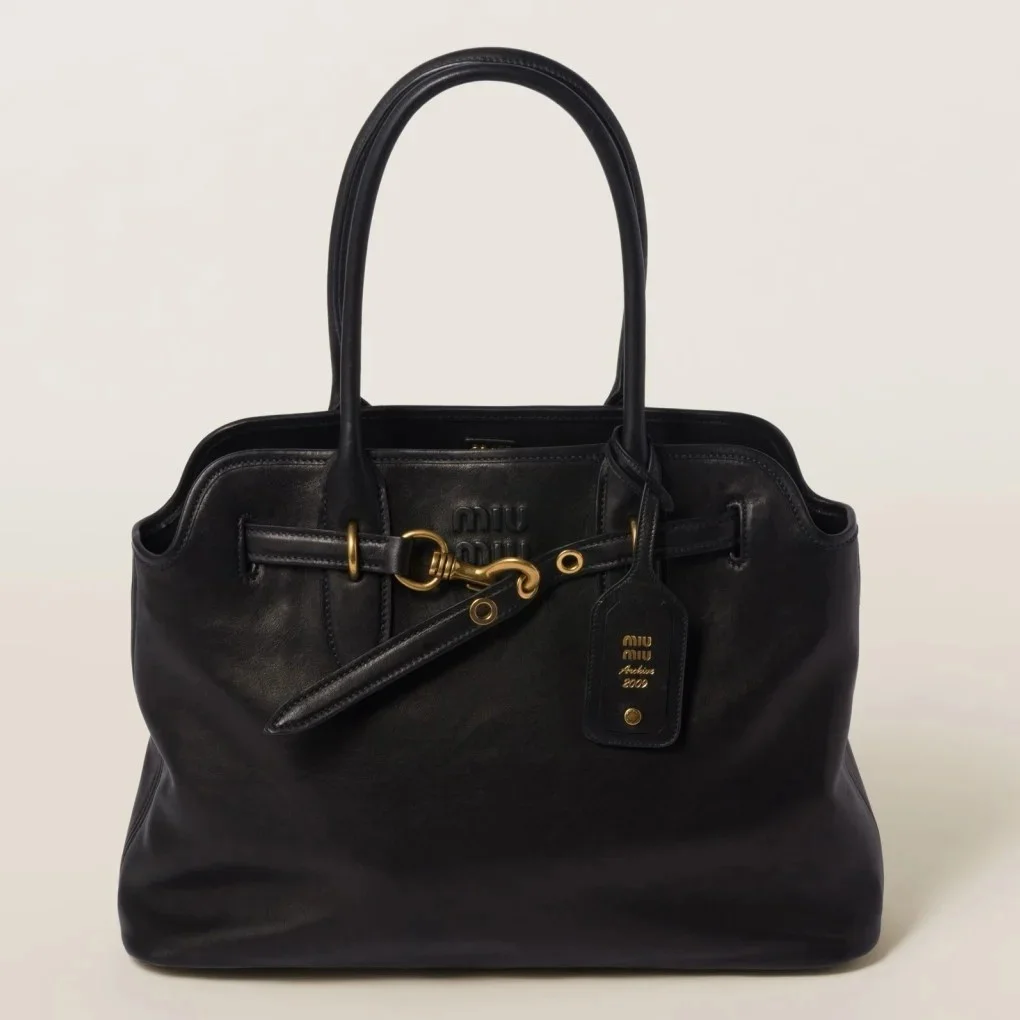 Miu Miu Aventure Large Shopper Bag in Black Nappa Leather product view 1