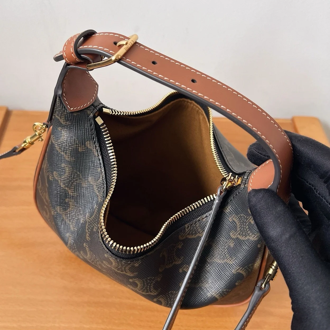 Celine Lulu Teen Hobo Bag in Triomphe Canvas product view 10