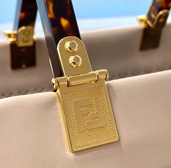 Fendi Sunshine Medium Tote Bag In Beige Calfskin product view 5