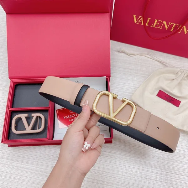 Valentino VLogo Reversible Belt 40mm in Beige and Black Calfskin product view 3