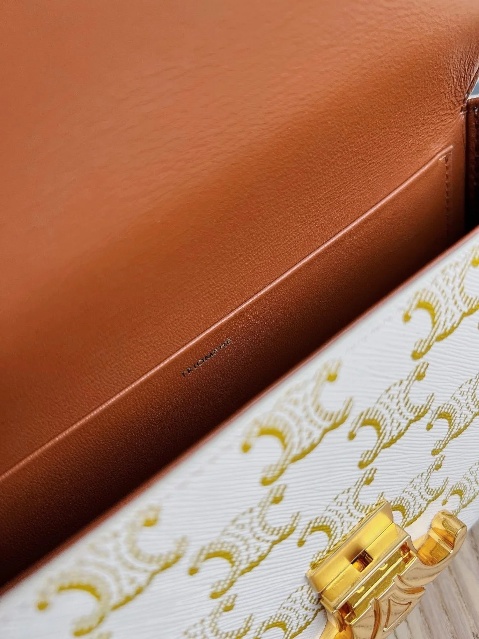 Celine Claude Shoulder Bag in White Triomphe Canvas product view 5