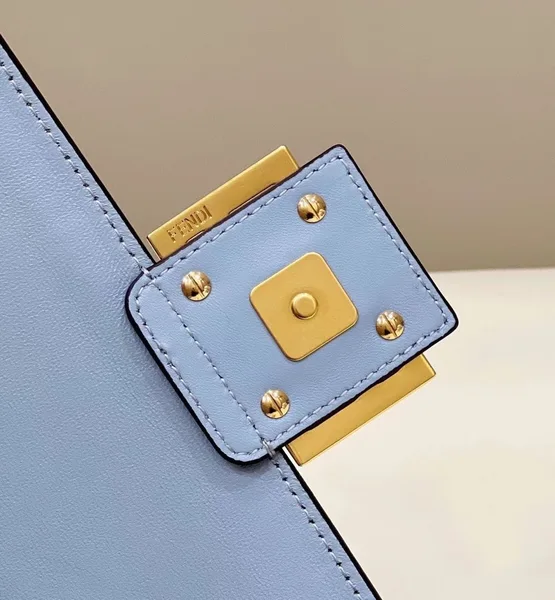 Fendi Baguette Chain Midi Bag In Blue Nappa Leather product view 7