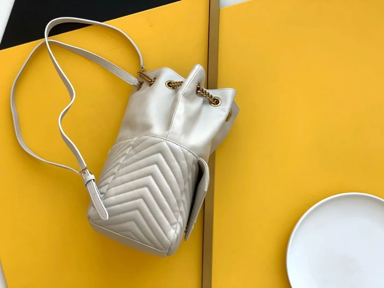 Saint Laurent Joe Backpack In White Quilted Lambskin product view 2