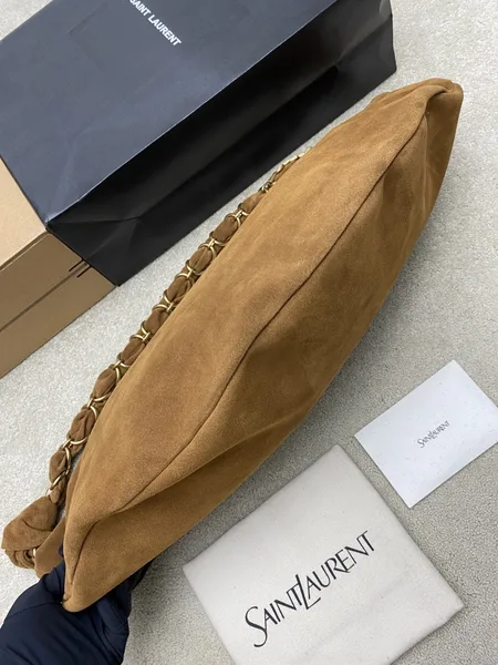 Saint Laurent Amalia Hobo Bag in Brown Suede Calfskin product view 5