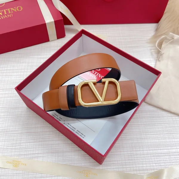 Valentino VLogo Reversible Belt 30mm in Brown and Black Calfskin product view 7