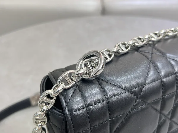 Medium Soft Dior Caro Bag — Black with Silver-Tone Hardware product view 2