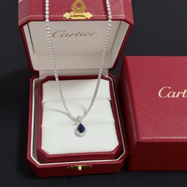 Cartier Blue Pear-Shaped Silver-Tone Pendant Necklace product photo