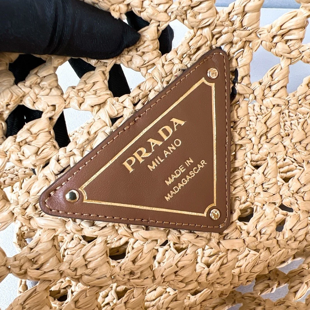 Prada Crochet Tote Bag in Beige Raffia-effect Yarn product view 6