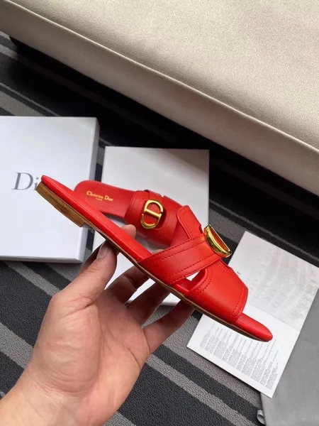 Dior 30 Montaigne Slides In Red Calfskin product view 7