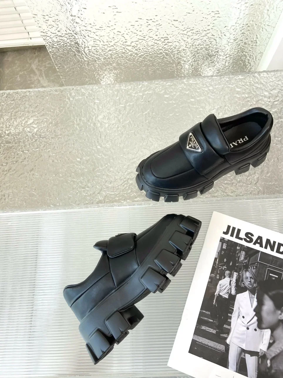 Prada Loafers in Black Soft Padded Nappa Leather product view 6