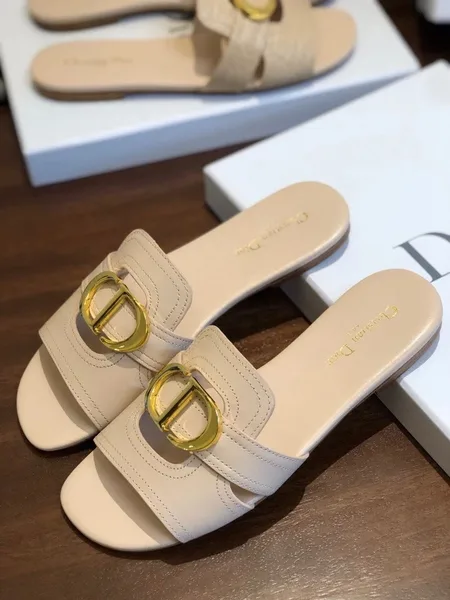 Dior 30 Montaigne Slides In Beige Calfskin product view 5
