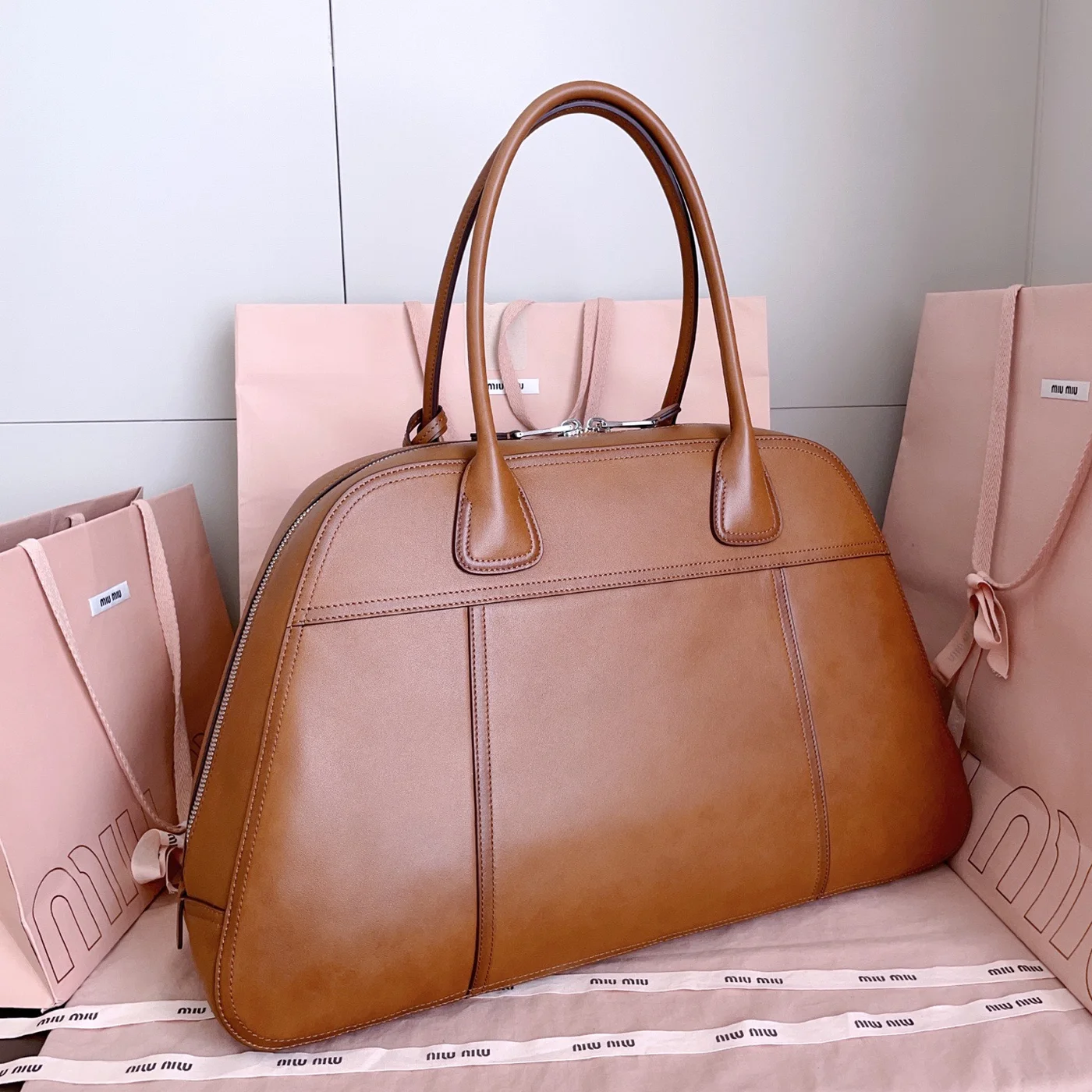 Miu Miu Vivant Leather Bag — Cognac product view 3