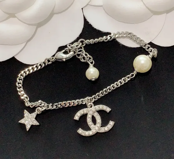 Chanel Star CC Pearl-Effect Chain Bracelet Silver-Tone product photo