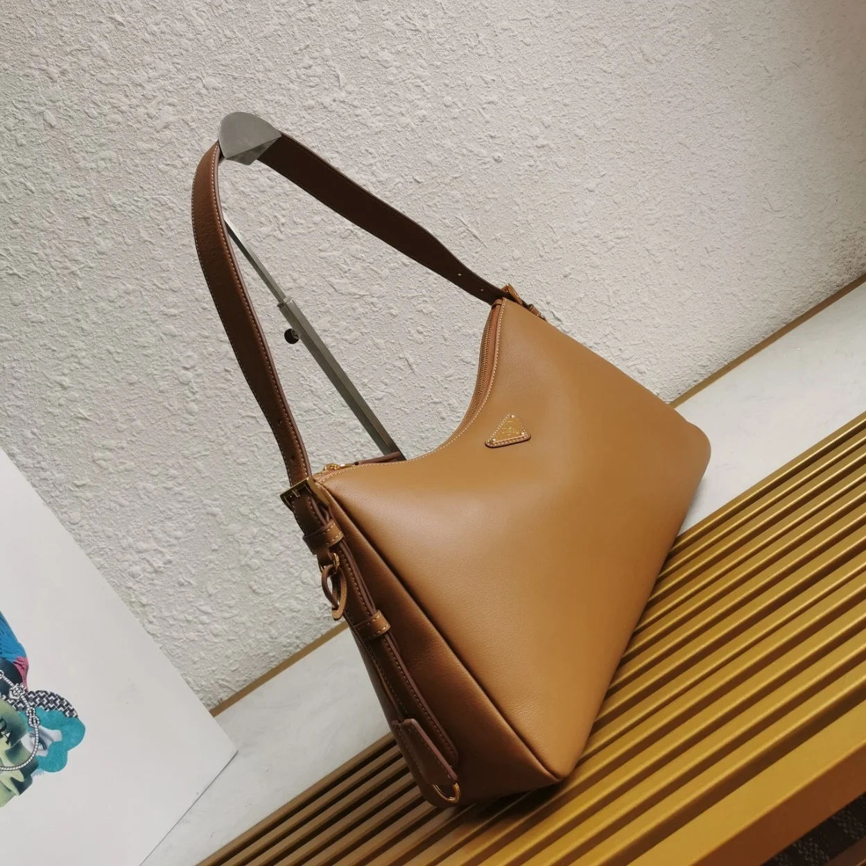 Prada Aimee Large Shoulder Bag in Brown Leather product view 4