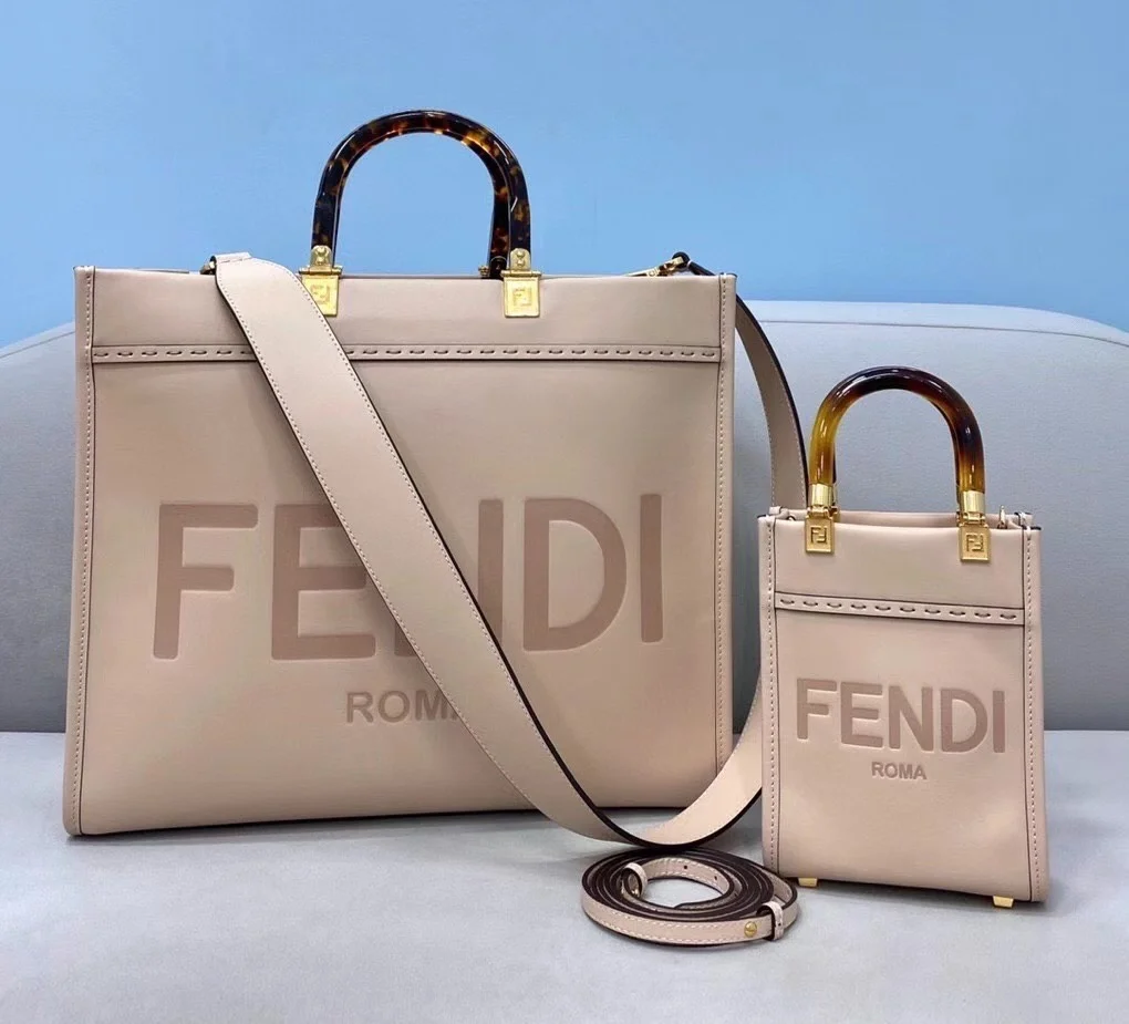 Fendi Sunshine Medium Tote Bag In Beige Calfskin product view 6