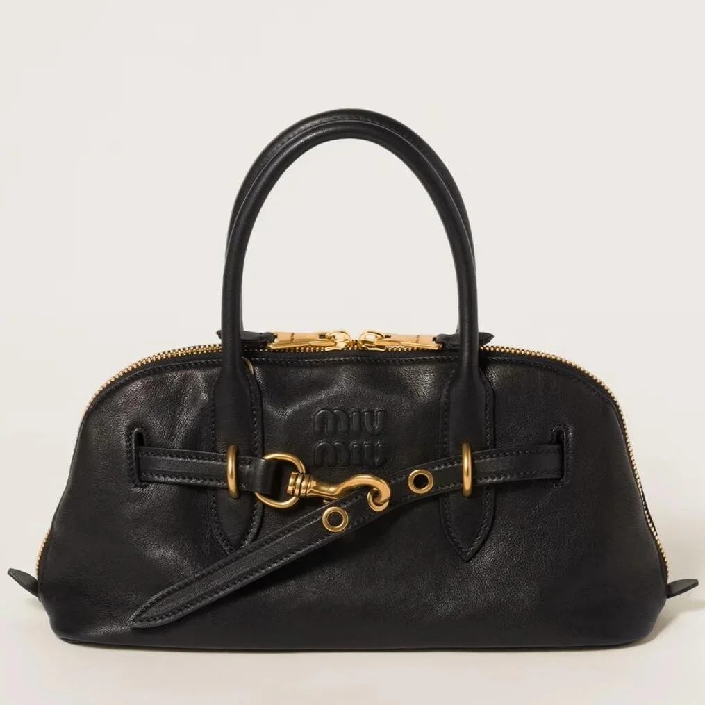 Miu Miu Aventure Medium Top-handle Bag in Black Nappa Leather product view 1