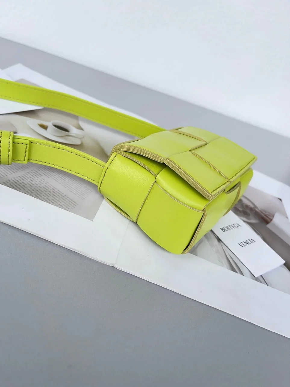 Bottega Veneta Candy Cassette Bag In Acid Kiwi Lambskin product view 6