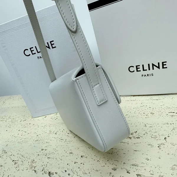 Celine Claude Shoulder Bag in White Calfskin product view 8