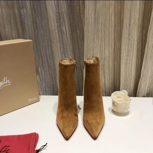 Christian Louboutin So Kate Booty 100 Suede-Effect Ankle Boots Brown product view 3