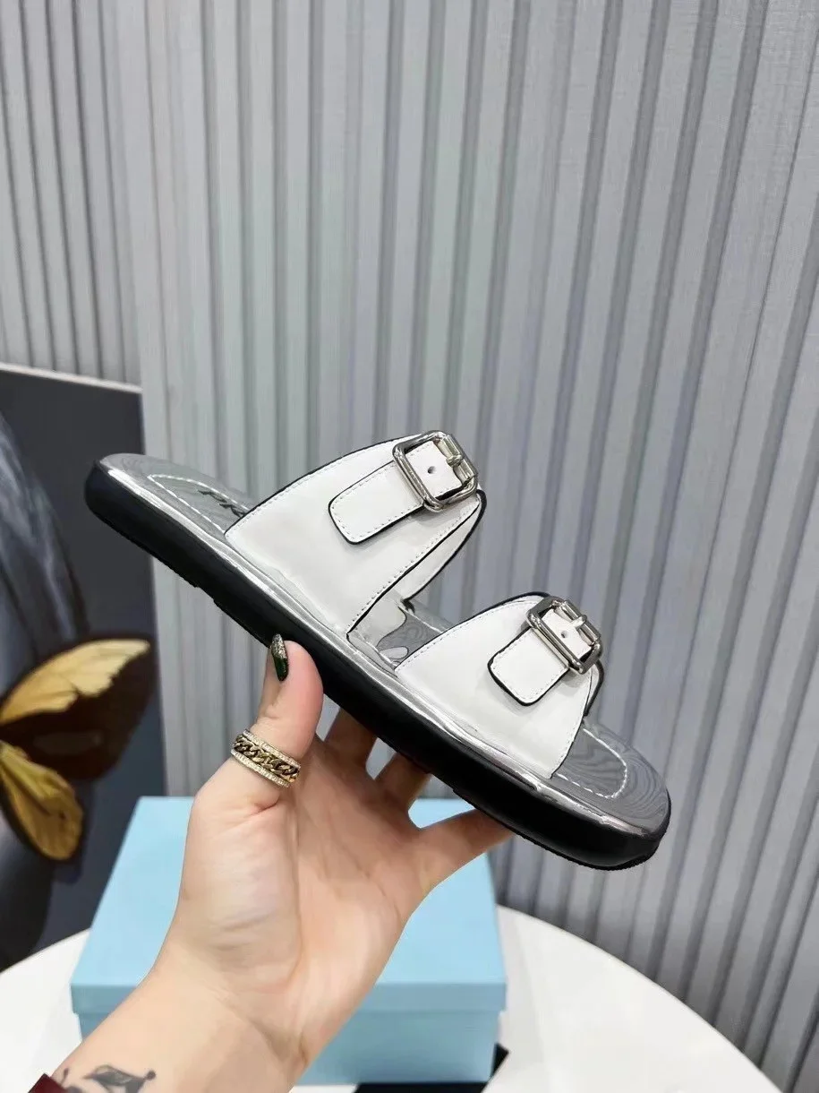 Prada Double-strap Sandals In White Leather product view 5