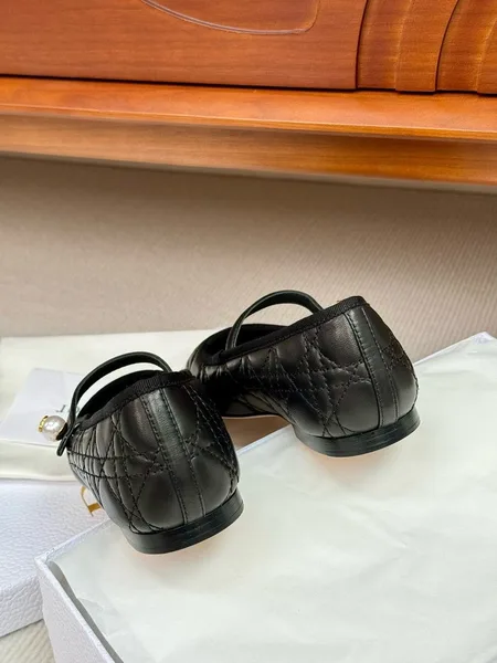 Dior Ballerina Strap Flats in Black Quilted Cannage Calfskin product view 9