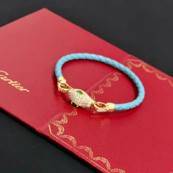 Cartier Panthere Blue Braided Bracelet with Gold-Tone Panther Clasp product view 7