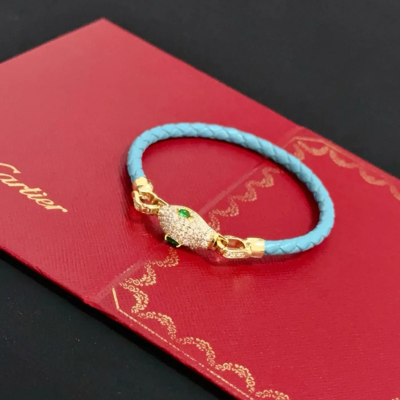 Cartier Panthere Blue Braided Bracelet with Gold-Tone Panther Clasp product view 7