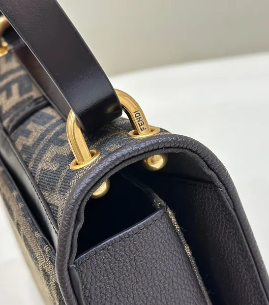 Fendi C’mon Medium Bag in FF Jacquard Fabric and Leather product view 10