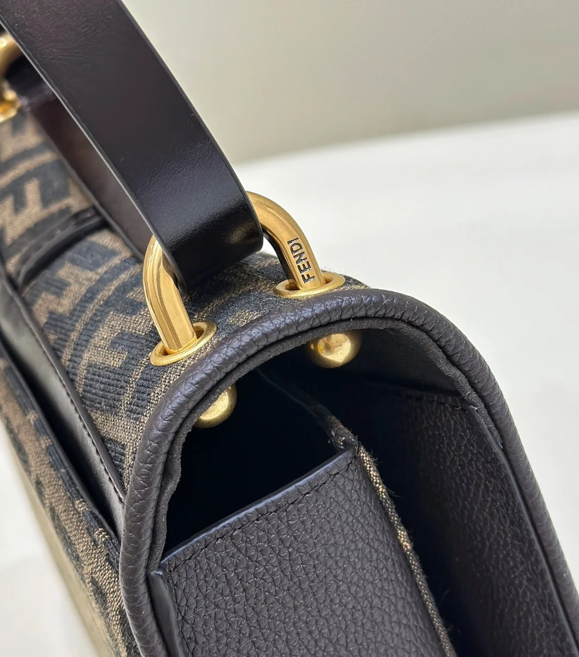 Fendi C’mon Medium Bag in FF Jacquard Fabric and Leather product view 10