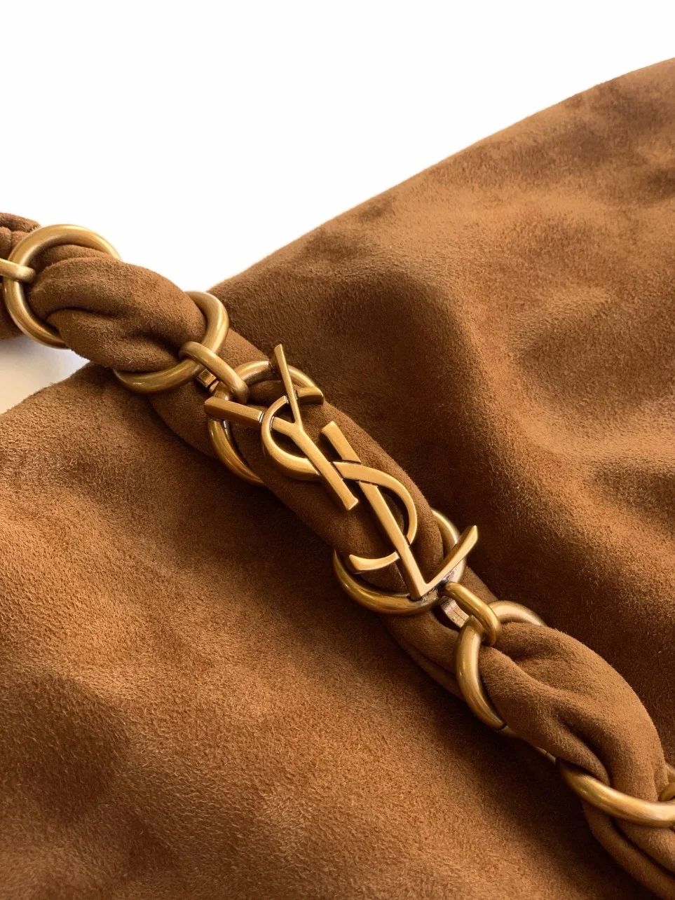 Saint Laurent Amalia Shouler Bag in Brown Suede Calfskin product view 4