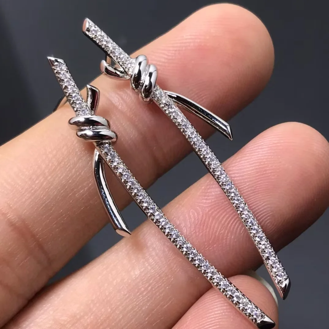 Tiffany & Co. Knot Long Drop Earrings Silver-Tone product view 1