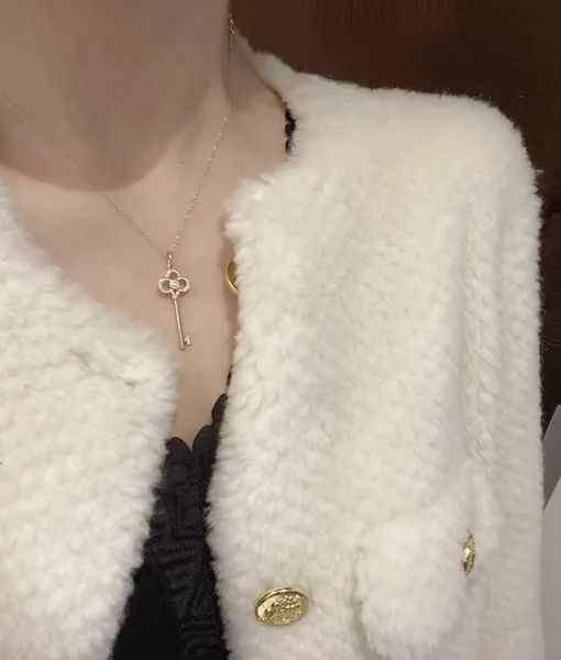 Tiffany & Co. Crown Key Pendant Necklace Rose-Tone product view 3
