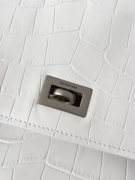 Balenciaga Rodeo Large Bag in White Croc-Embossed Calfskin product view 7