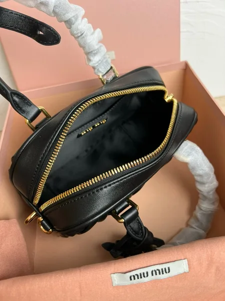 Miu Miu Arcadie Small Bag in Black Matelasse Leather product view 9