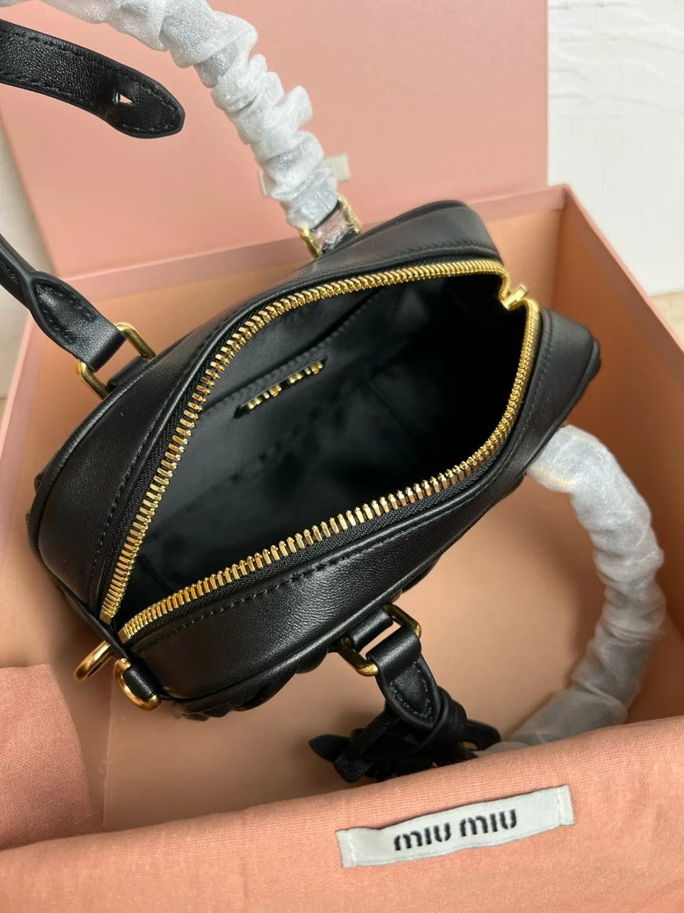 Miu Miu Arcadie Small Bag in Black Matelasse Leather product view 9
