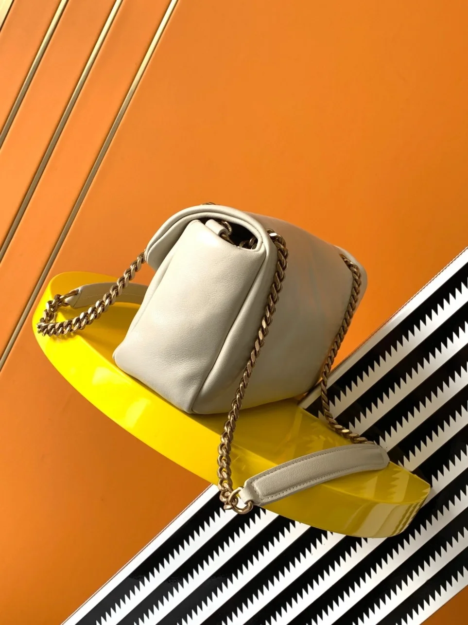 Saint Laurent Calypso Shoulder Bag In White Lambskin product view 4