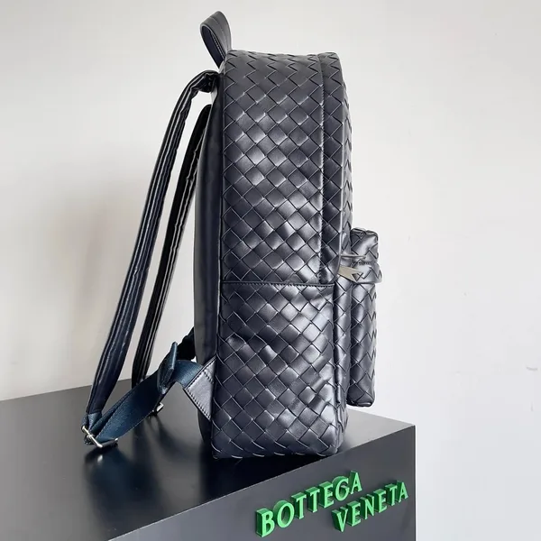 Bottega Veneta Medium Backpack In Dark Blue Intrecciato Calfskin product view 3